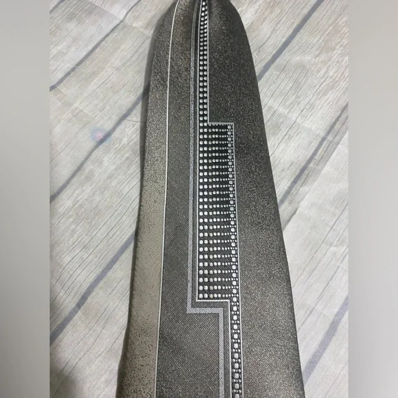 George Necktie Mens Pewter Gold-tone Polyester Clip On Suit 20” Long Neck Tie - Picture 4 of 7